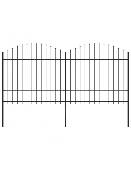 Recinzione Giardino Punta a Lancia (1,5-1,75)x3,4m Acciaio Nera