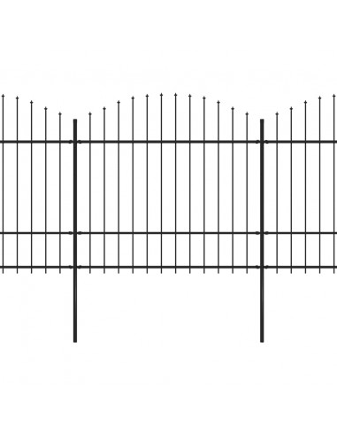 Recinzione Giardino Punta a Lancia (1,5-1,75)x3,4m Acciaio Nera