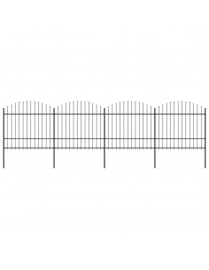 Recinzione Giardino Punta a Lancia (1,5-1,75)x6,8m Acciaio Nera