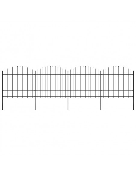 Recinzione Giardino Punta a Lancia (1,5-1,75)x6,8m Acciaio Nera