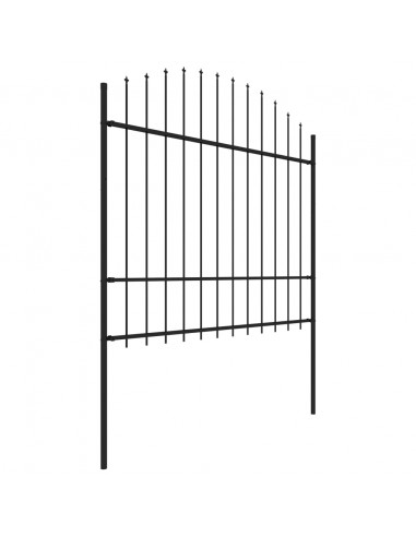 Recinzione Giardino Punta a Lancia (1,5-1,75)x6,8m Acciaio Nera