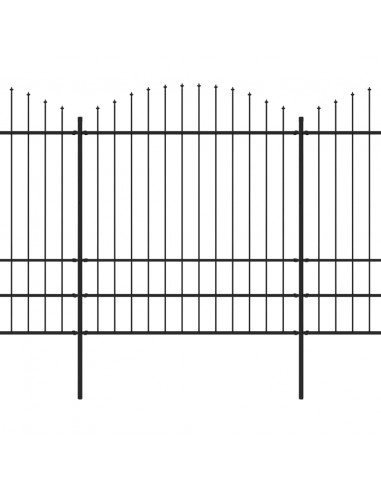 Recinzione Giardino Punta a Lancia (1,75-2)x11,9m Acciaio Nera