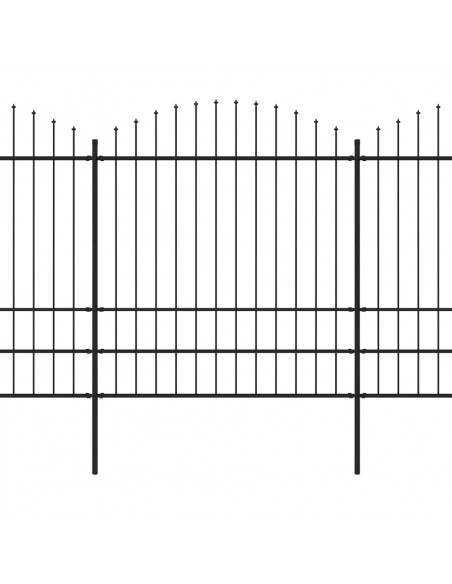 Recinzione Giardino Punta a Lancia (1,75-2)x11,9m Acciaio Nera