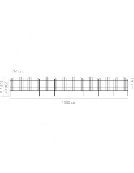 Recinzione Giardino Punta Lancia (1,5-1,75)x13,6m Acciaio Nero