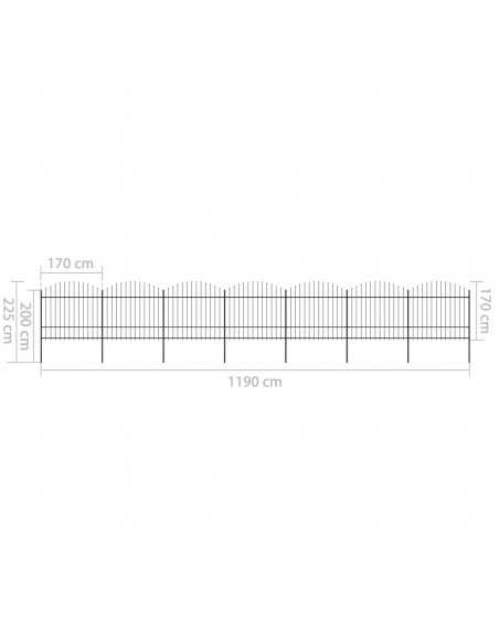 Recinzione Giardino Punta Lancia (1,5-1,75)x11,9m Acciaio Nera