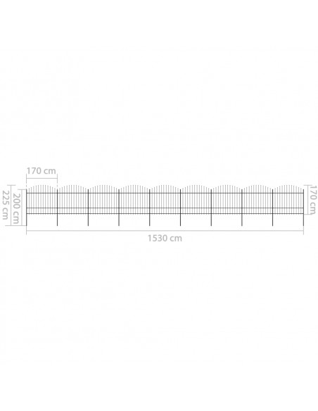 Recinto Giardino Punta a Lancia (1,5-1,75)x15,3m Acciaio Nera