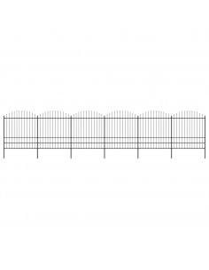Recinzione Giardino Punta a Lancia (1,75-2)x10,2m Acciaio Nera