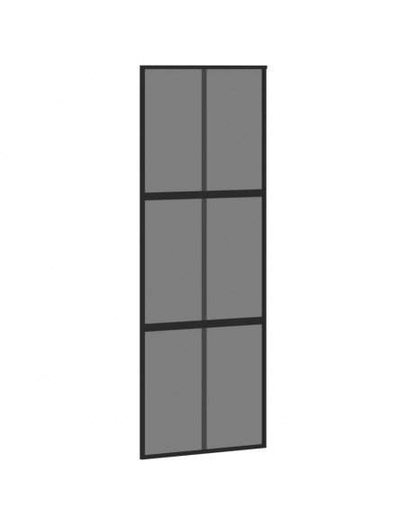 Porta Scorrevole Nera 76x205 cm in Vetro Temperato e Alluminio