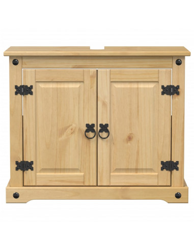 Mobile Lavabo da Bagno Corona 73x33x60cm Legno Massello di Pino