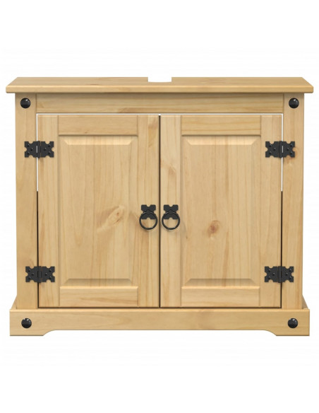 Mobile Lavabo da Bagno Corona 73x33x60cm Legno Massello di Pino