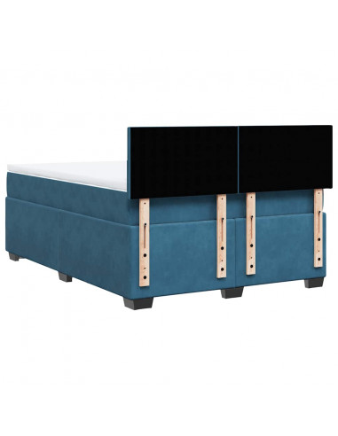 Giroletto a Molle con Materasso Blu Scuro 140x190 cm in Velluto