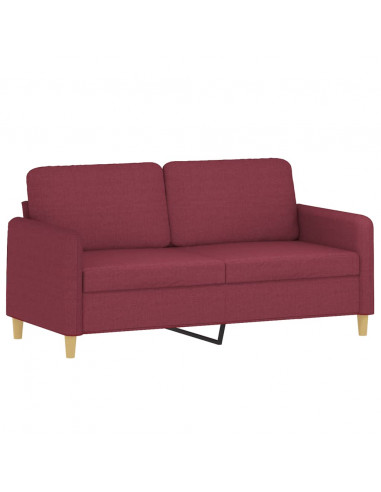 Set di Divani 2 pz con Cuscini Rosso Vino in Tessuto