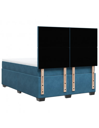 Giroletto a Molle con Materasso Blu 140x190 cm in Velluto