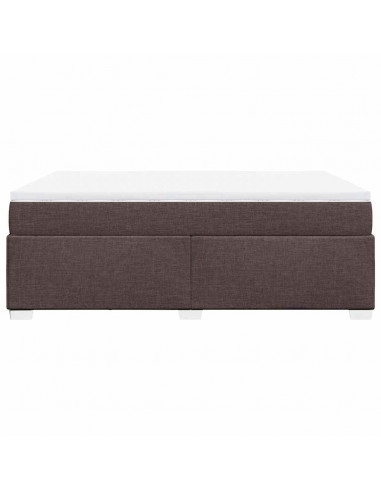 Giroletto a Molle con Materasso Marrone Scuro 140x190cm Tessuto