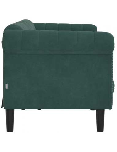 Divano a 3 Posti Verde Scuro in Velluto