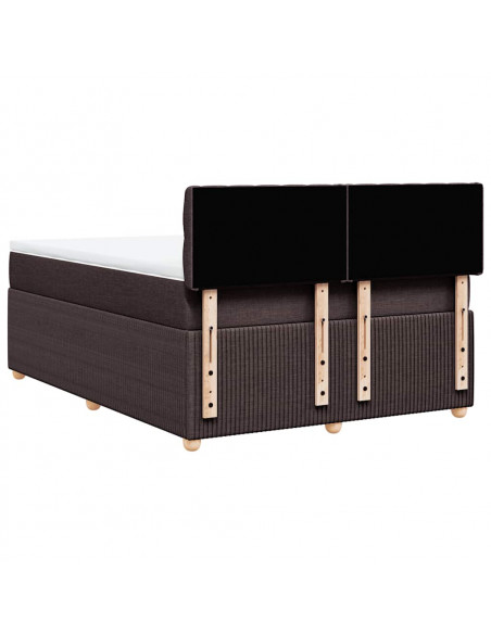 Giroletto a Molle con Materasso Marrone Scuro 140x190cm Tessuto