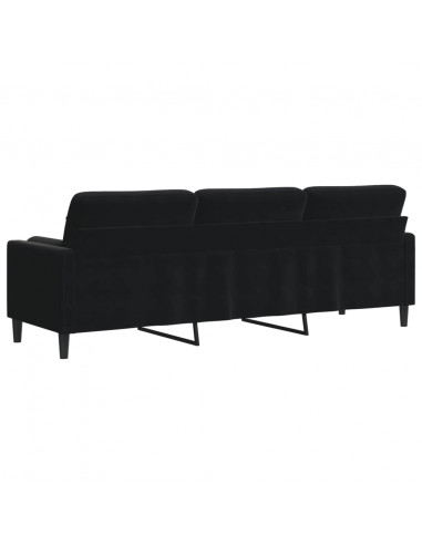 Divano a 3 Posti con Cuscini Nero 210 cm in Velluto