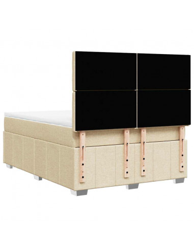 Giroletto a Molle con Materasso Crema 140x19 cm in Tessuto