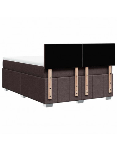 Giroletto a Molle con Materasso Marrone Scuro 140x190cm Tessuto