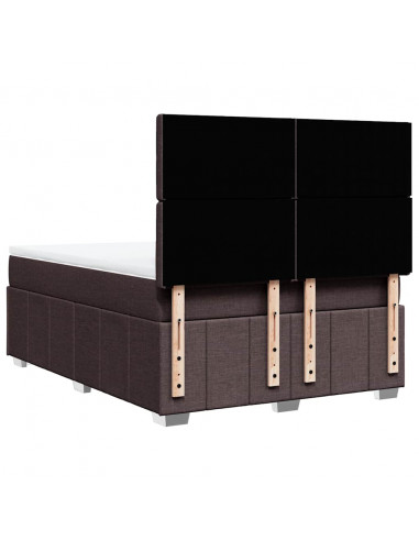 Giroletto a Molle con Materasso Marrone Scuro 140x190cm Tessuto