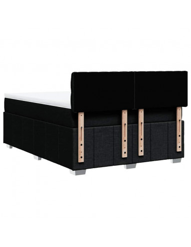 Giroletto a Molle con Materasso Nero 140x190 cm in Tessuto