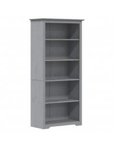 Libreria BODO 5 Ripiani 80x38x180 cm Legno Massello Pino Grigia
