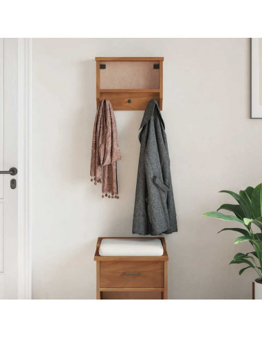 Appendiabiti da Parete SANDNES 45x12x35 cm in Legno di Pino