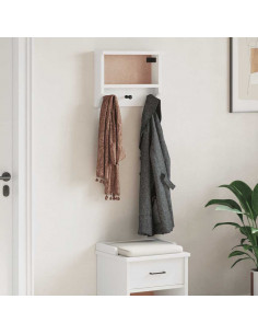 Appendiabiti da Parete SANDNES Bianco 45x12x35 cm Legno di Pino 2