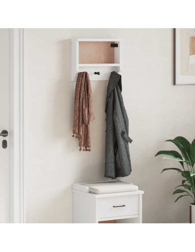 Appendiabiti da Parete SANDNES Bianco 45x12x35 cm Legno di Pino