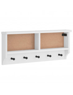 Appendiabiti da Parete SANDNES Bianco 87x12x35 cm Legno di Pino