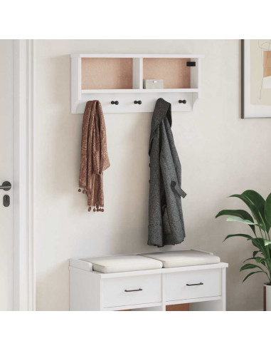 Appendiabiti da Parete SANDNES Bianco 87x12x35 cm Legno di Pino