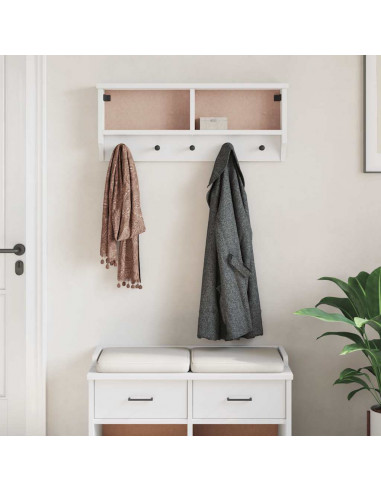 Appendiabiti da Parete SANDNES Bianco 87x12x35 cm Legno di Pino