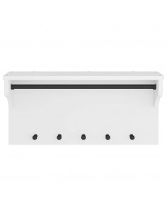 Appendiabiti da Parete SANDNES Bianco 87x30x42 cm Legno di Pino 2