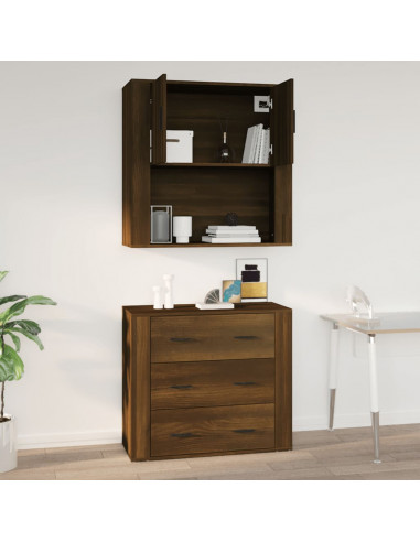 Armadietto a Muro Rovere Marrone 80x33x80 cm Legno Multistrato