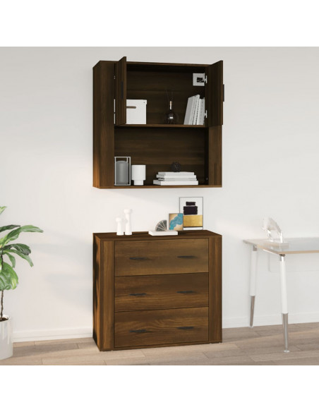 Armadietto a Muro Rovere Marrone 80x33x80 cm Legno Multistrato