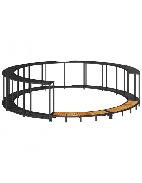 Bordo per Vasca da Spa con Portaoggetti&Gradino Polyrattan Nero