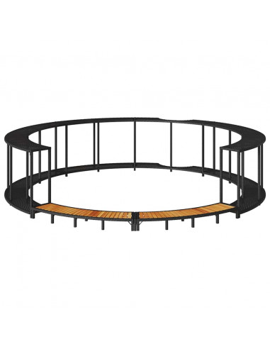 Bordo per Vasca da Spa con Portaoggetti&Gradino Polyrattan Nero