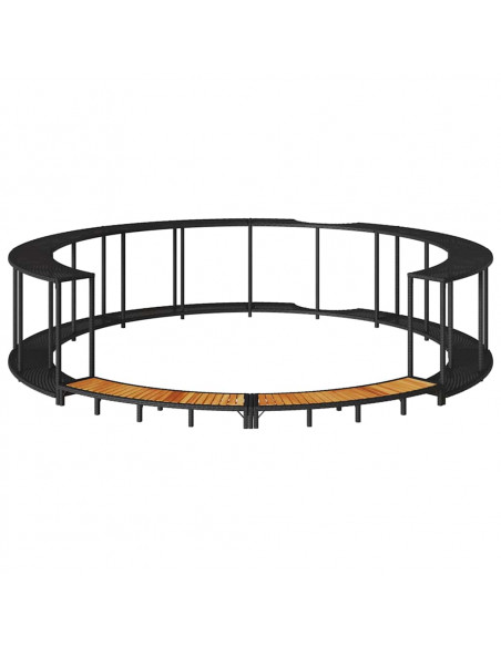 Bordo per Vasca da Spa con Portaoggetti&Gradino Polyrattan Nero
