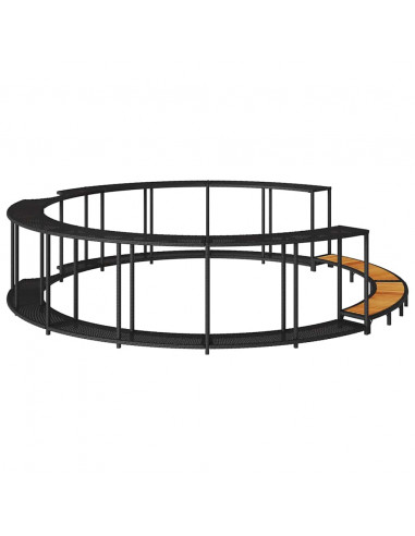 Bordo per Vasca da Spa con Portaoggetti&Gradino Polyrattan Nero