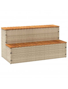 Bordo per Vasca Idromassaggio Beige Polyrattan&Massello Acacia