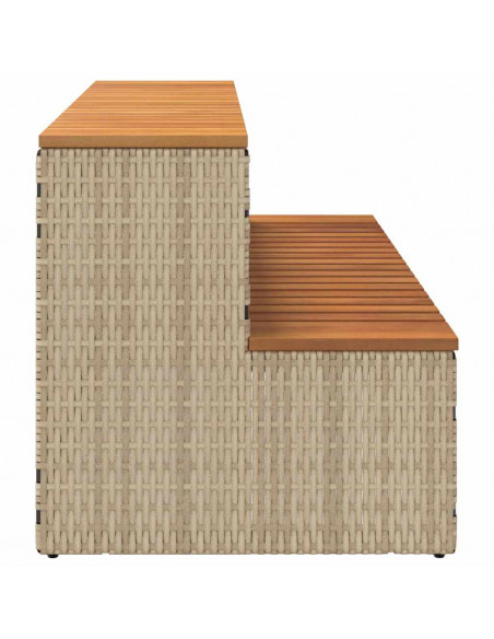 Bordo per Vasca Idromassaggio Beige Polyrattan&Massello Acacia