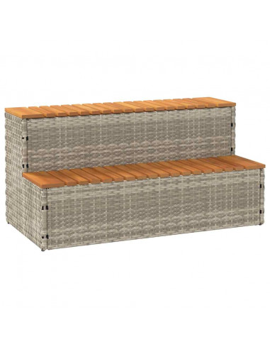 Bordo per Vasca Idromassaggio Grigio Polyrattan&Massello Acacia