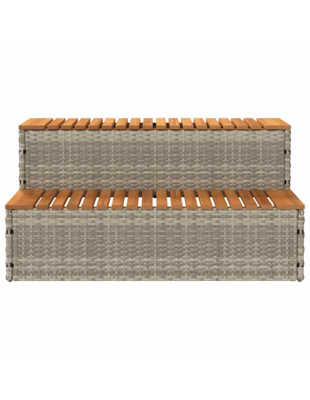 Bordo per Vasca Idromassaggio Grigio Polyrattan&Massello Acacia