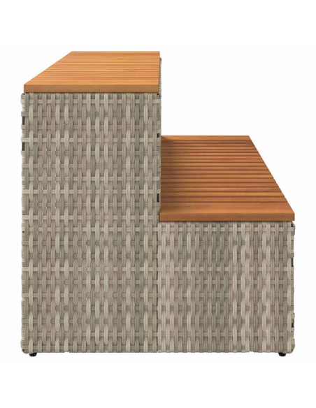 Bordo per Vasca Idromassaggio Grigio Polyrattan&Massello Acacia