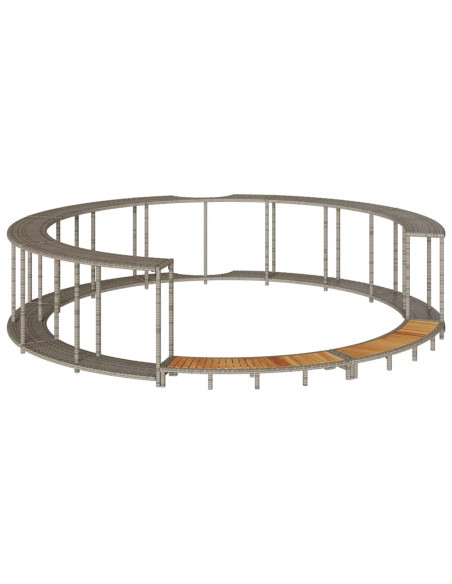 Bordo per Vasca Spa con Portaoggetti&Gradino Polyrattan Grigio