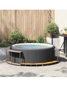 Bordo per Vasca Spa con Portaoggetti&Gradino Polyrattan Grigio 2