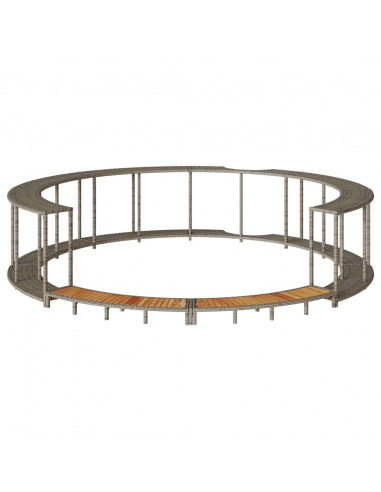 Bordo per Vasca Spa con Portaoggetti&Gradino Polyrattan Grigio