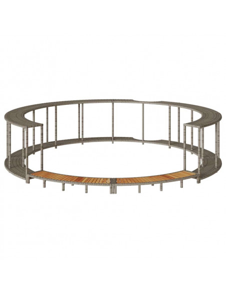 Bordo per Vasca Spa con Portaoggetti&Gradino Polyrattan Grigio
