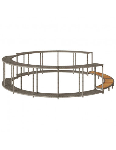 Bordo per Vasca Spa con Portaoggetti&Gradino Polyrattan Grigio