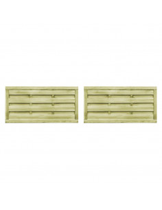 Cancelli da Giardino 2pz Legno Impregnato Pino 150x75 cm Verde 2